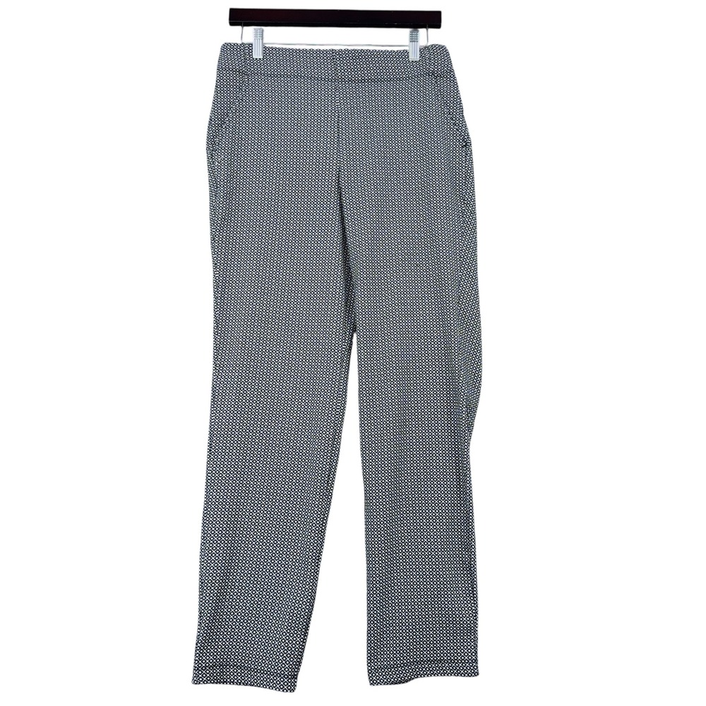 MAX STUDIO Black White Geometric Print Straight Leg Pants Women's Size L